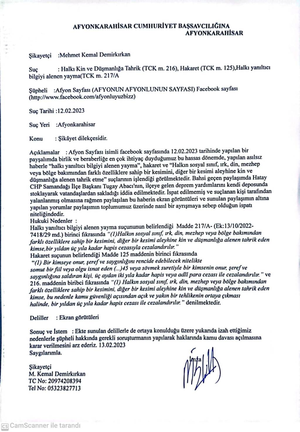 Yalan Habere Suç&nbsp;Duyurusu